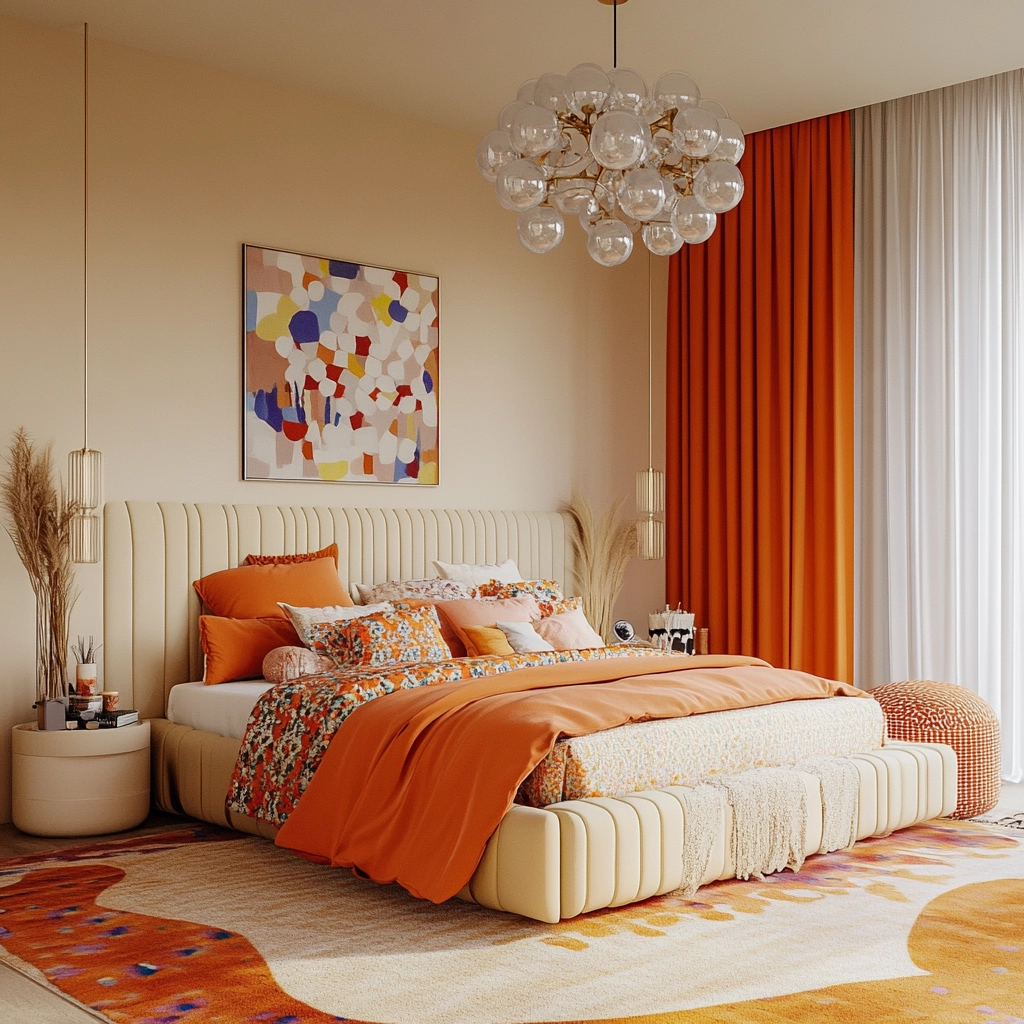beige orange bedroom 24