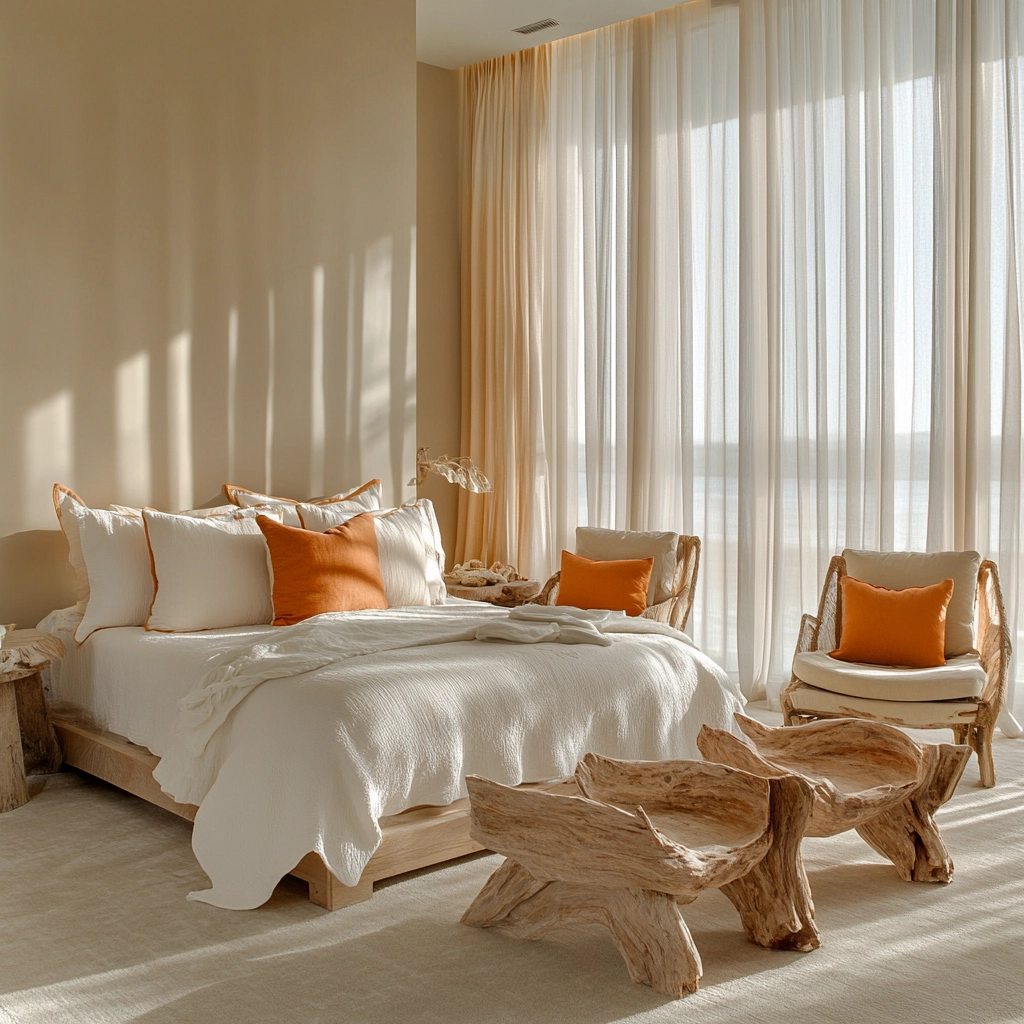 beige orange bedroom 27