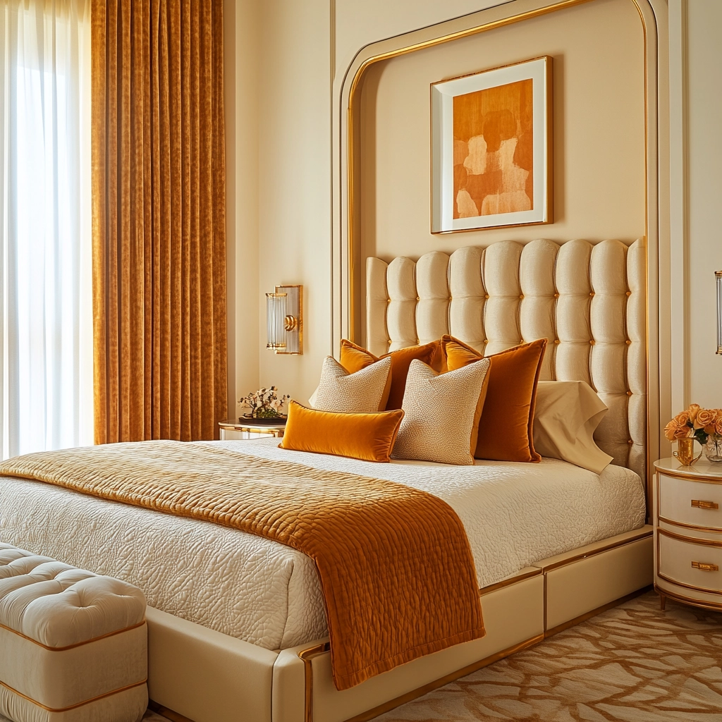 beige orange bedroom 29