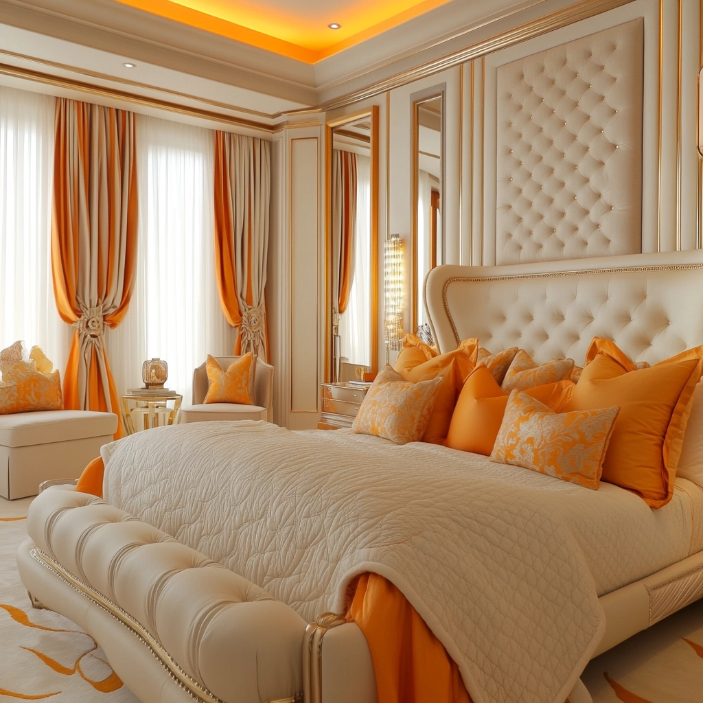 beige orange bedroom 32
