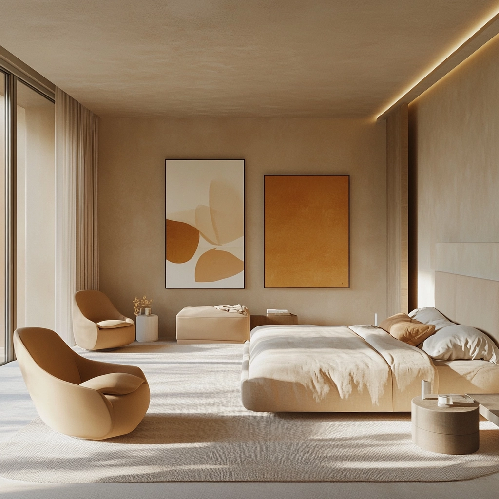 beige orange bedroom 38