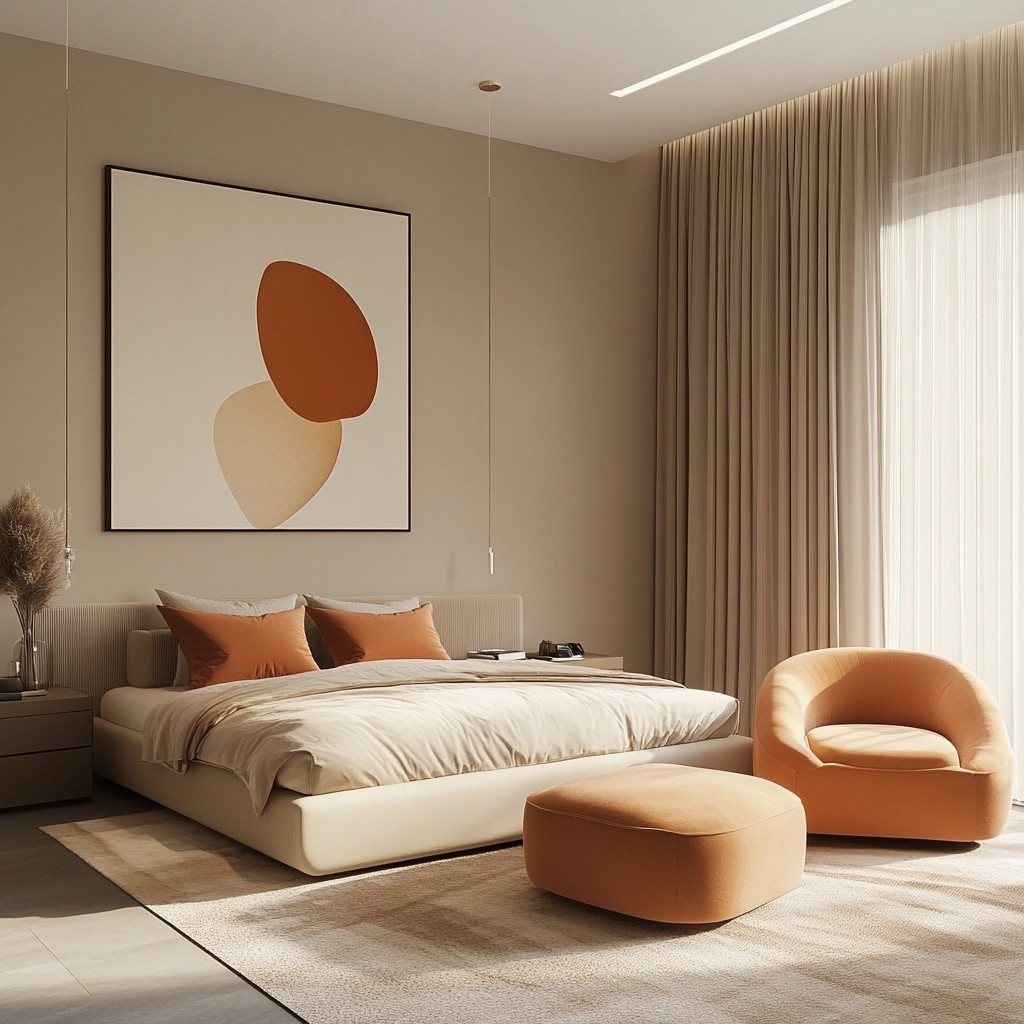 beige orange bedroom 39