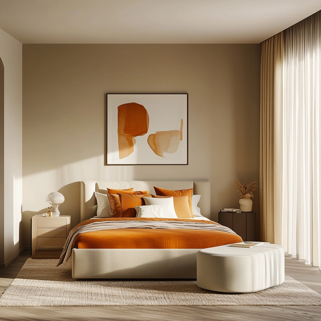 beige orange bedroom 40