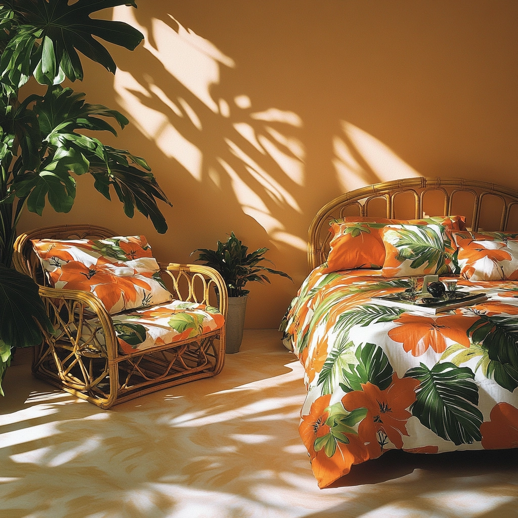 beige orange bedroom 41