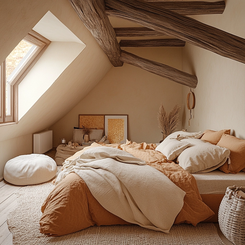 beige orange bedroom 45
