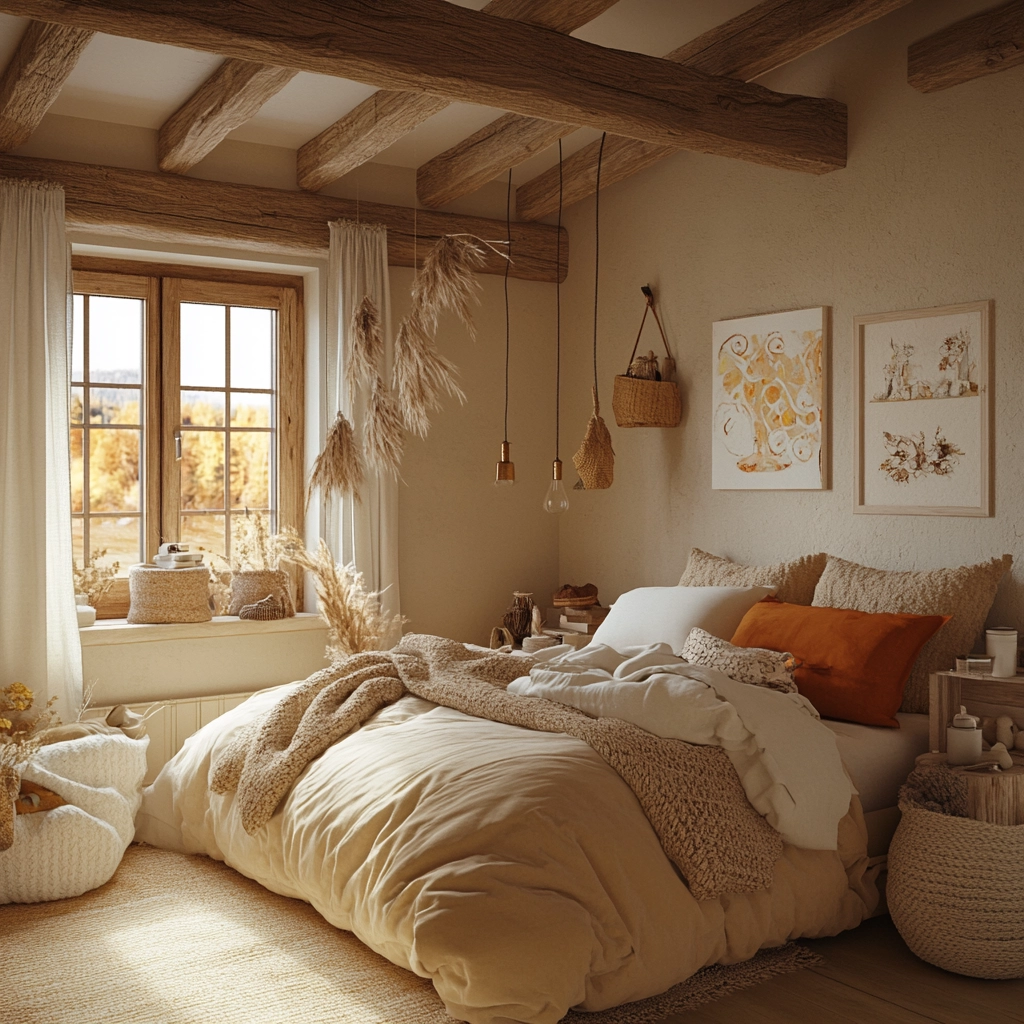 beige orange bedroom 46