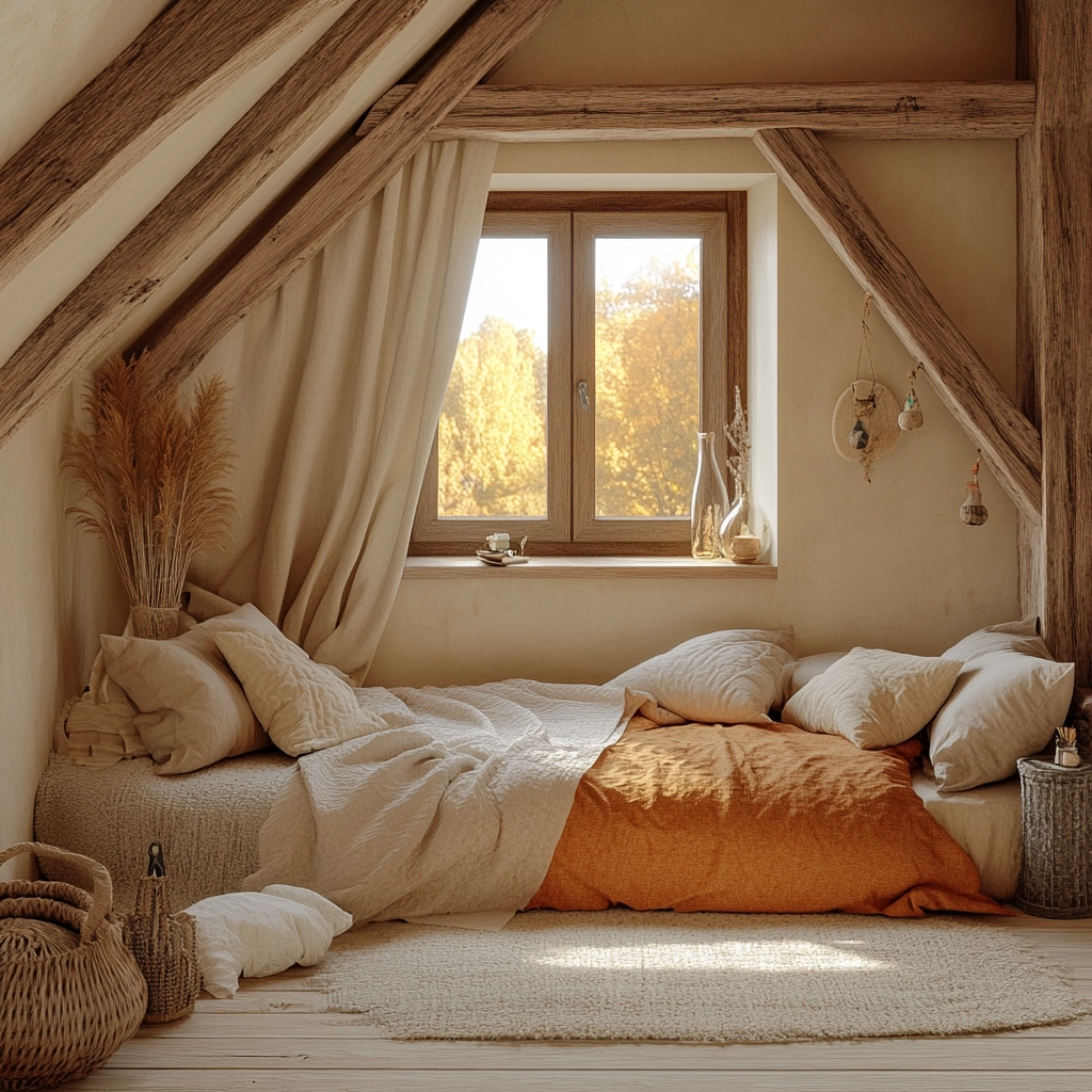 beige orange bedroom 47
