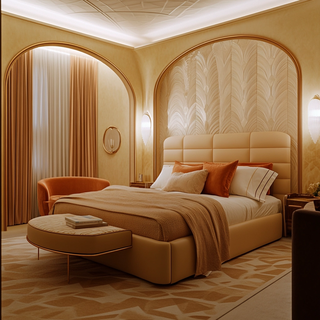 beige orange bedroom 52