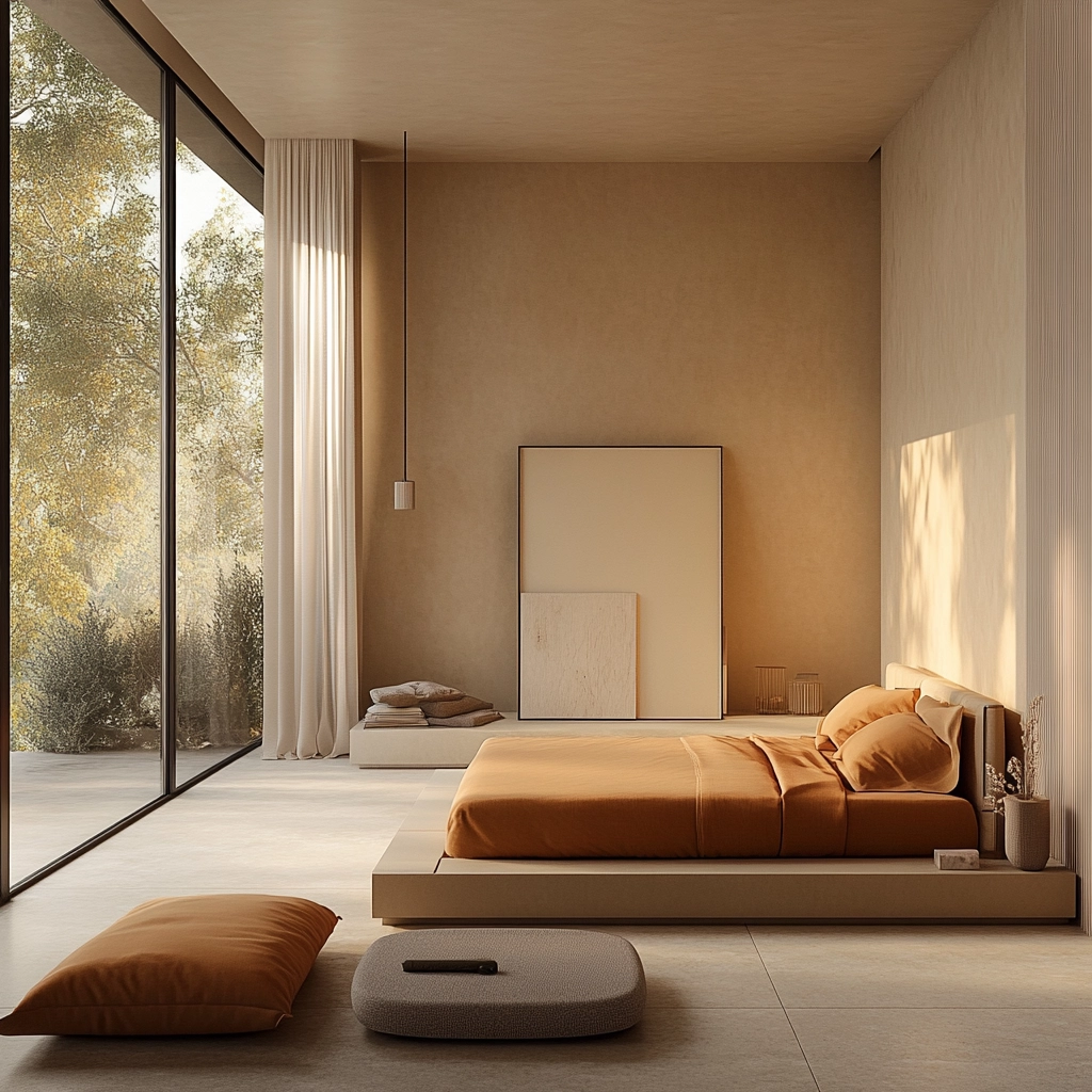 beige orange bedroom 53