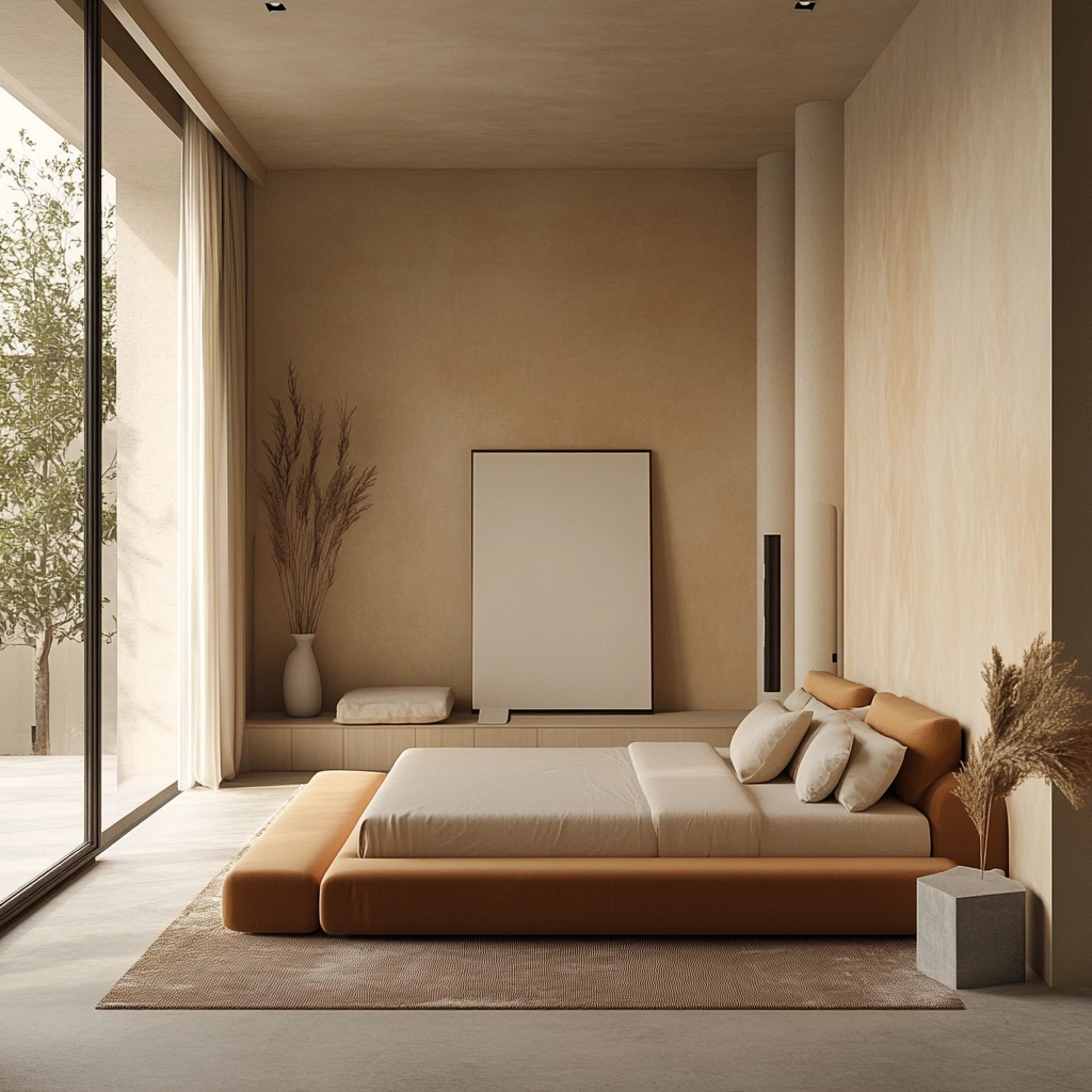 beige orange bedroom 55