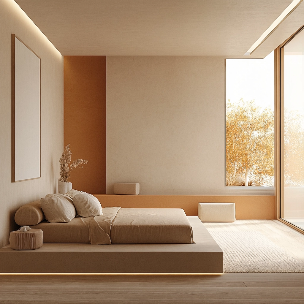 beige orange bedroom 56