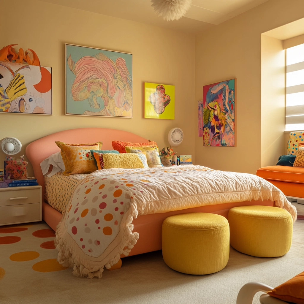 beige orange bedroom 58