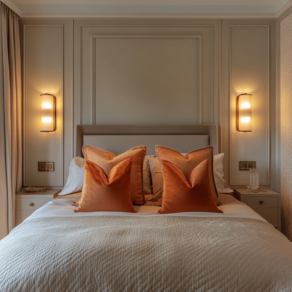 beige orange bedroom 63