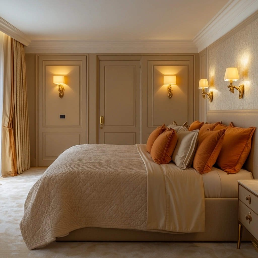 beige orange bedroom 64