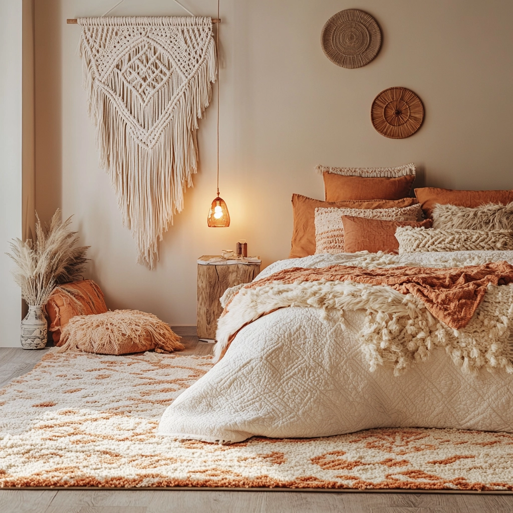 beige orange bedroom 7