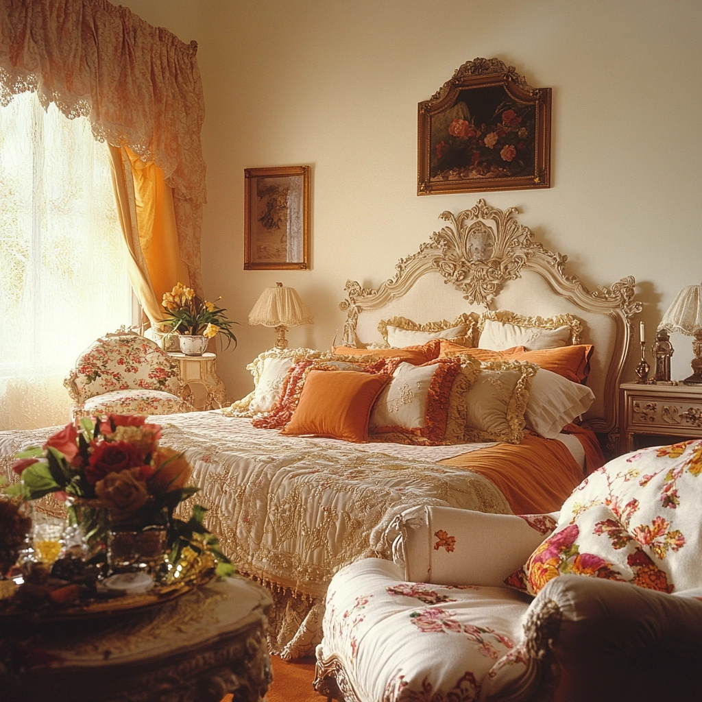 beige orange bedroom 70