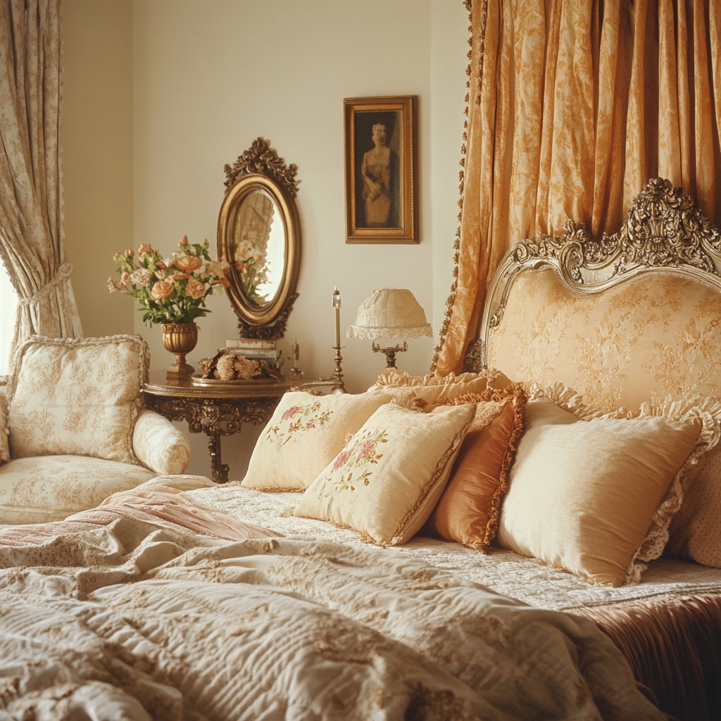 beige orange bedroom 71
