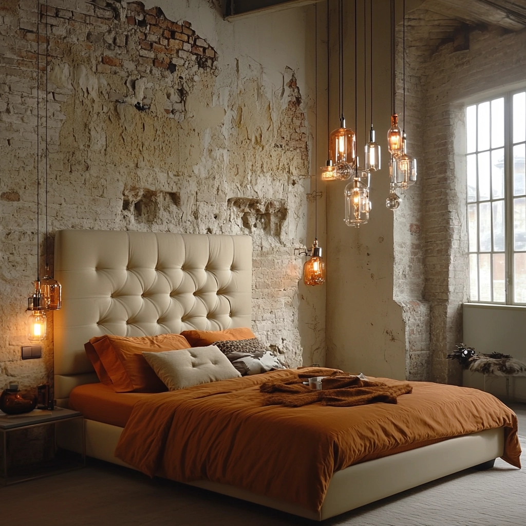 beige orange bedroom 73