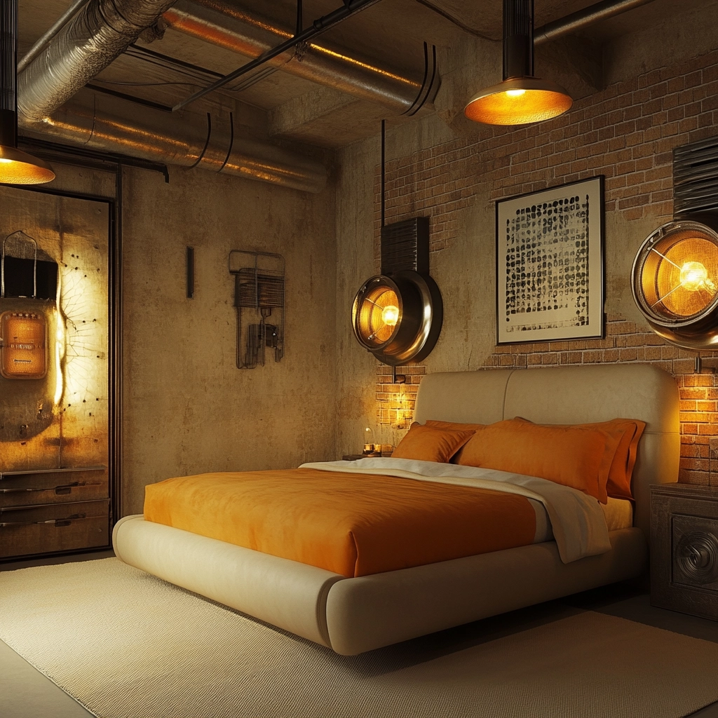 beige orange bedroom 74