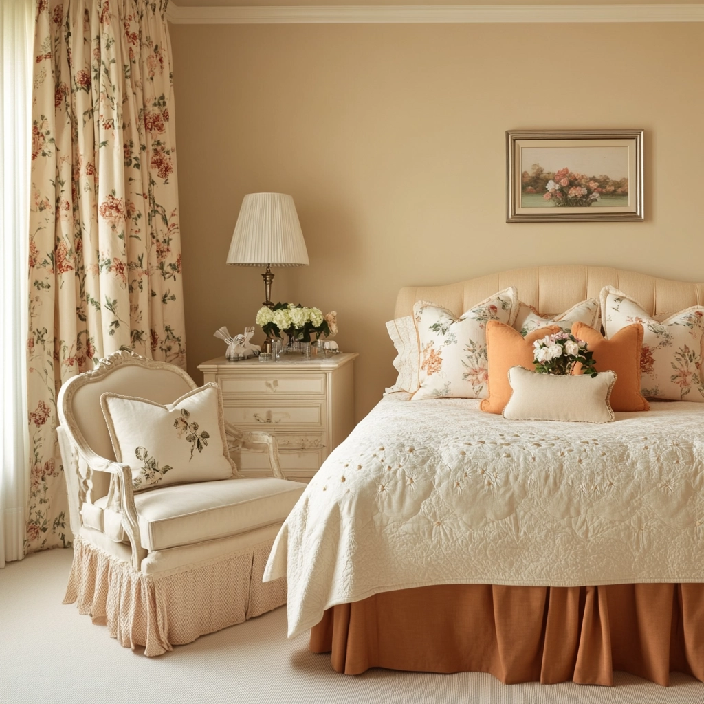 beige orange bedroom 77