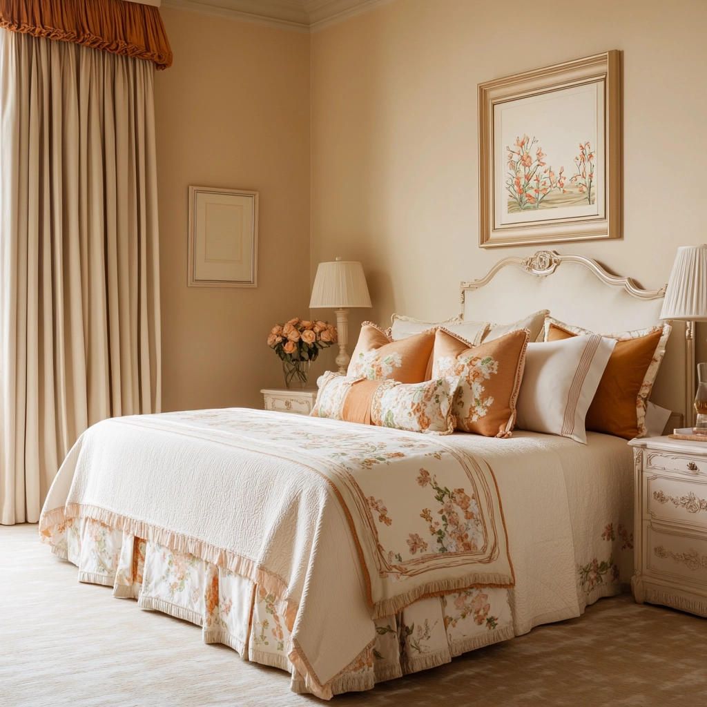 beige orange bedroom 78