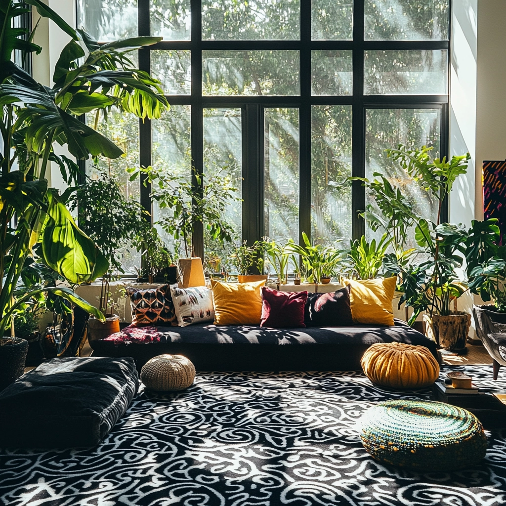 black and white carpet living room 19