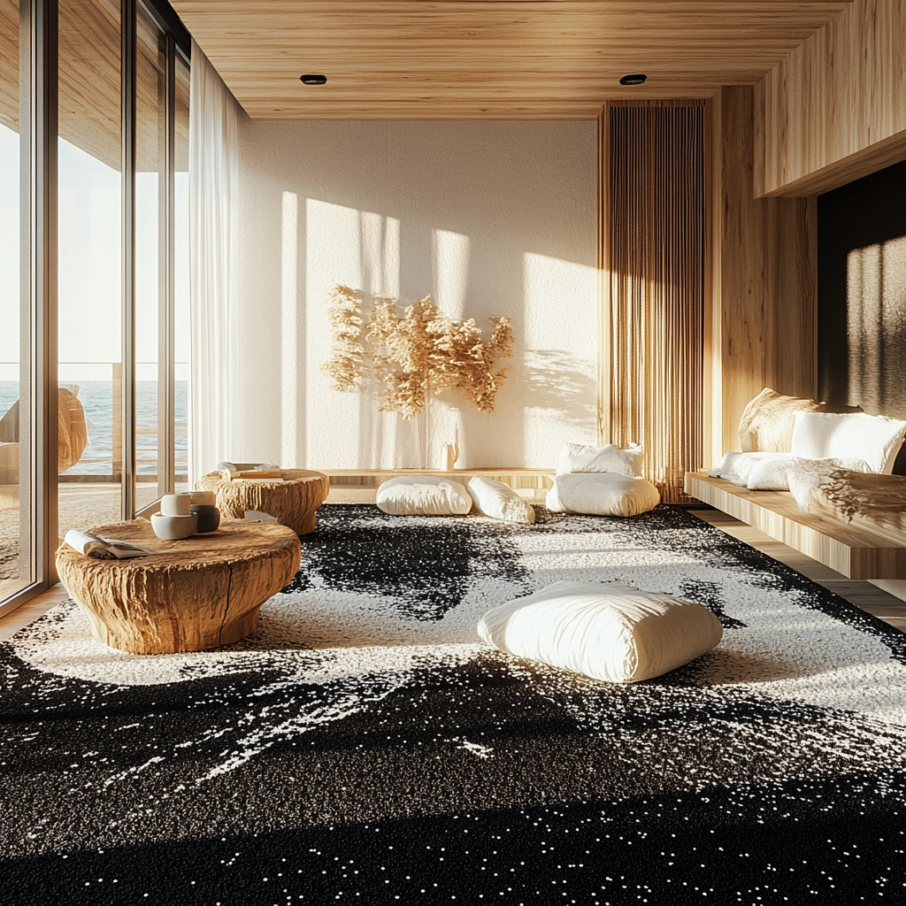 black and white carpet living room 33