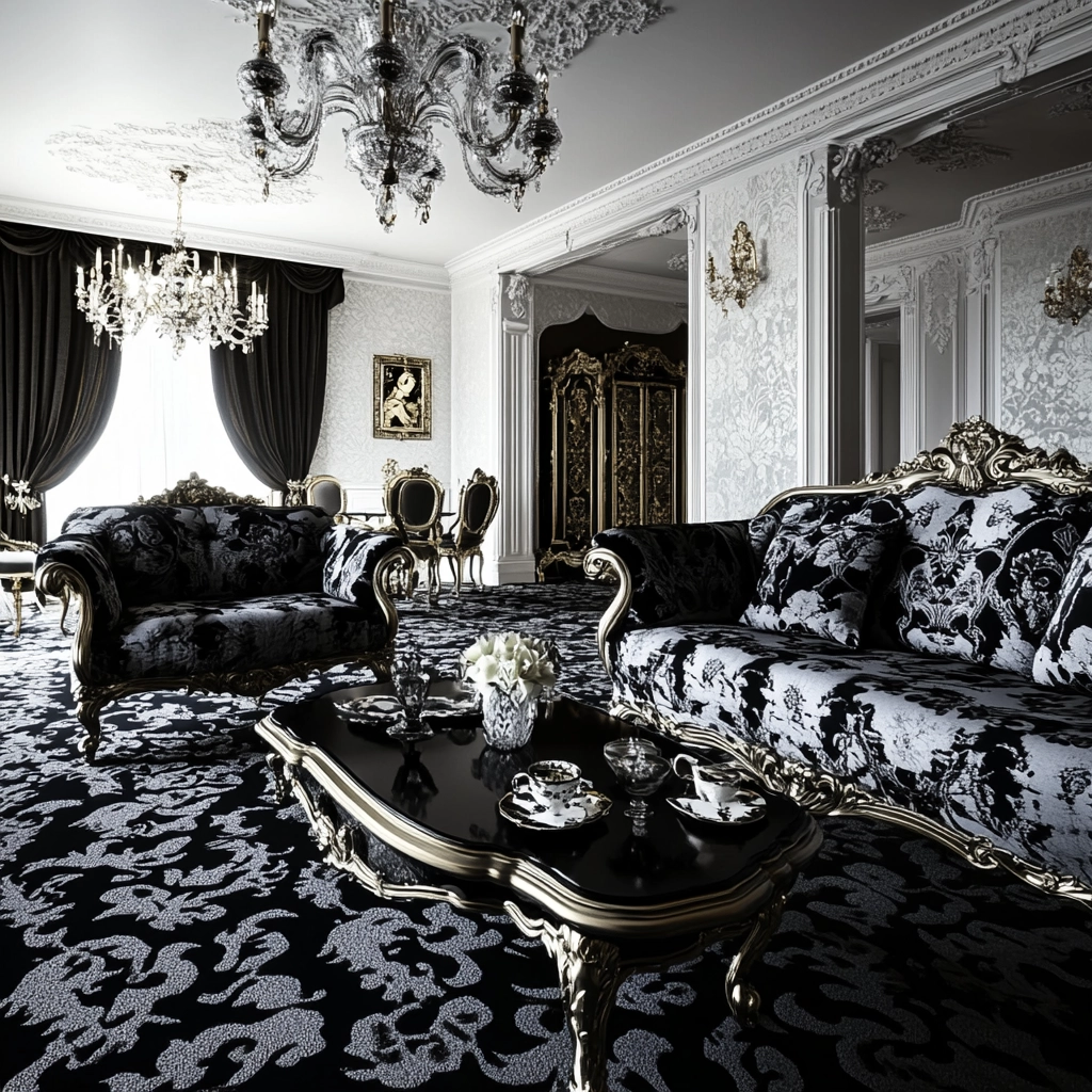 black and white carpet living room 40