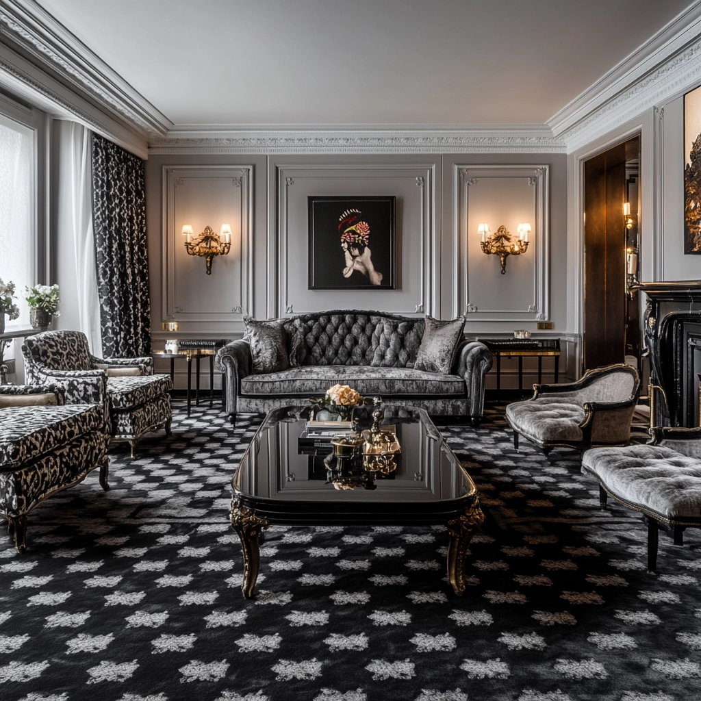 black and white carpet living room 45