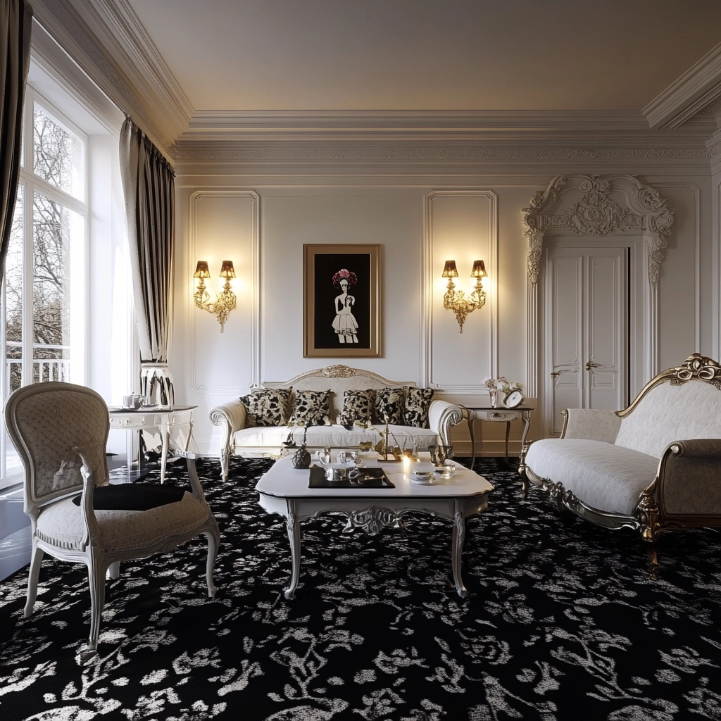 black and white carpet living room 46