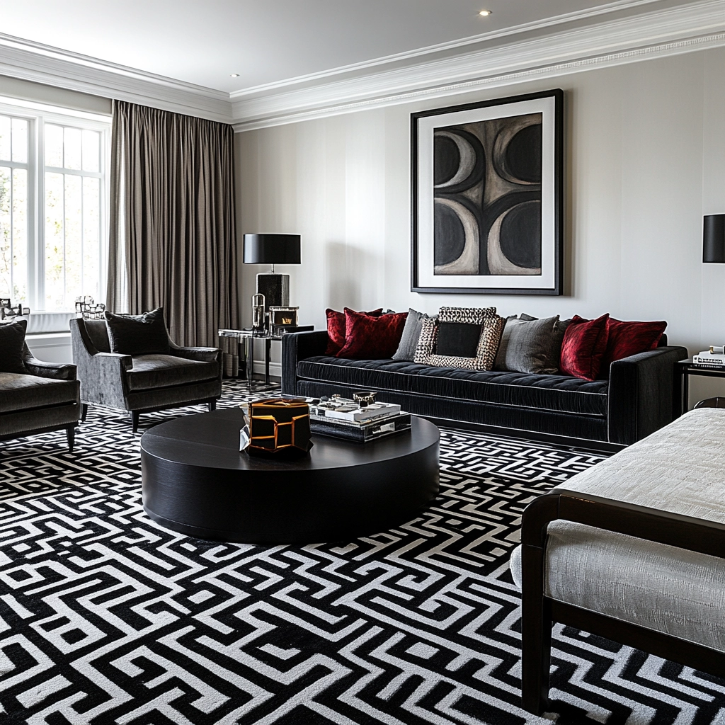 black and white carpet living room 63
