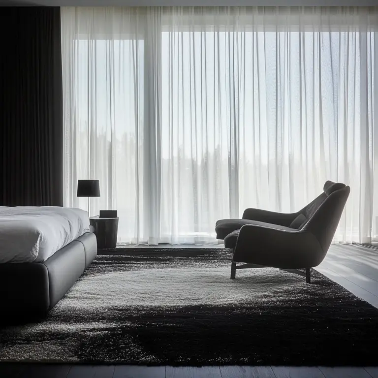 black and white rug bedroom 1