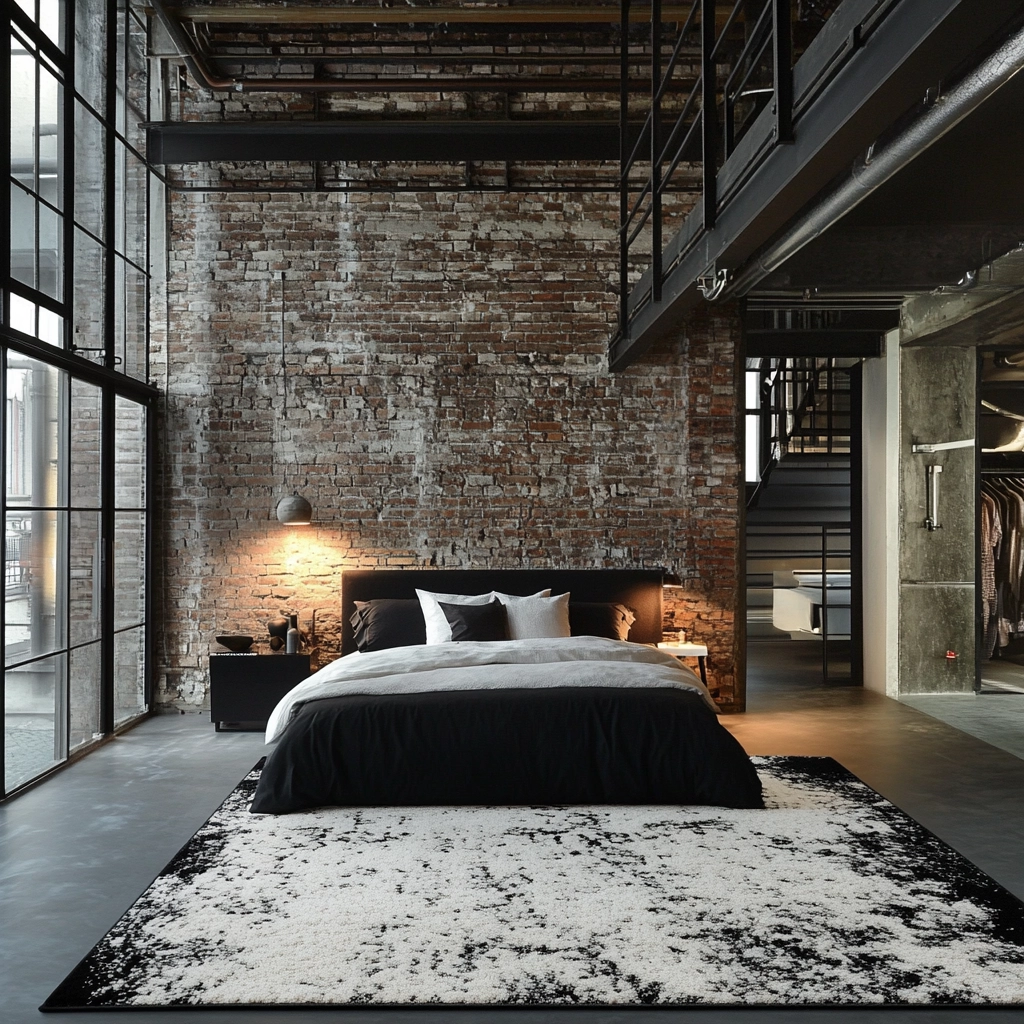 black and white rug bedroom 10