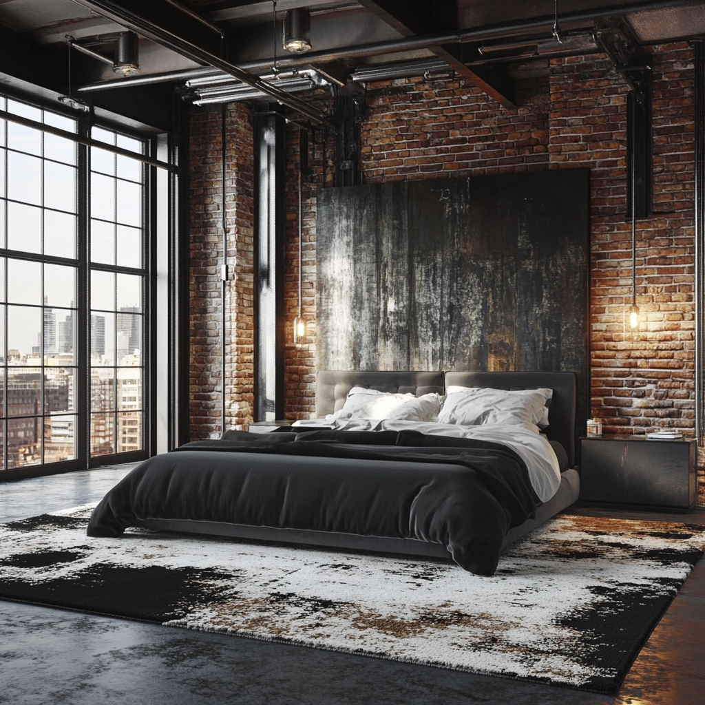 black and white rug bedroom 12