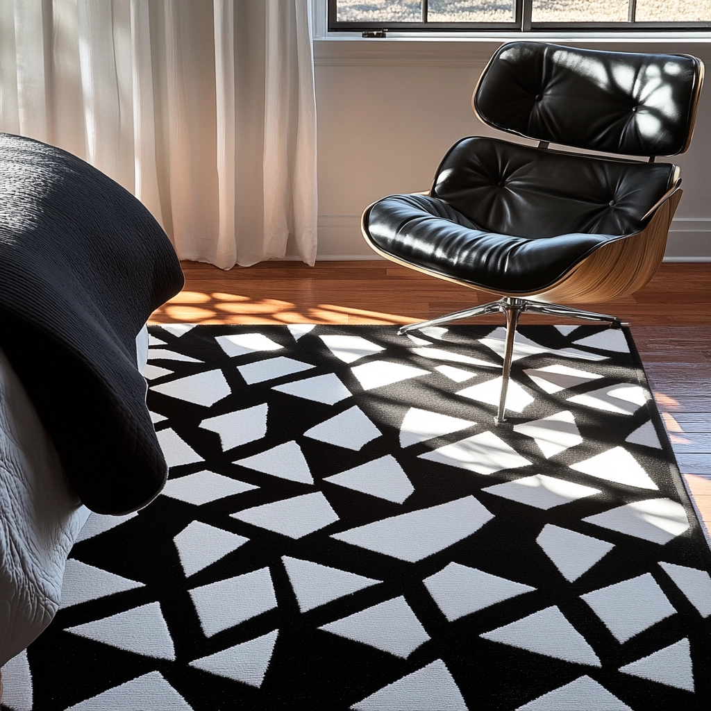 black and white rug bedroom 17