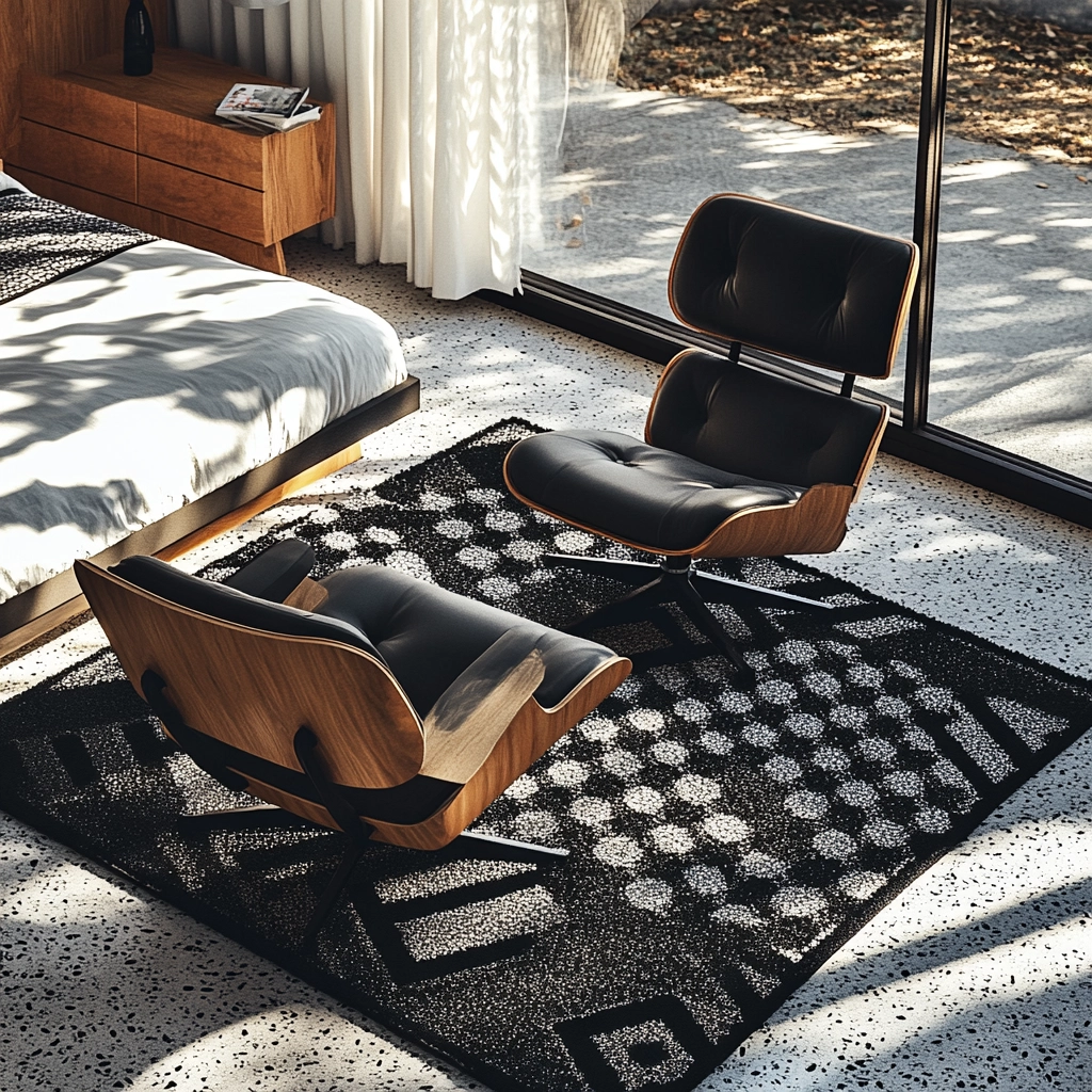 black and white rug bedroom 18