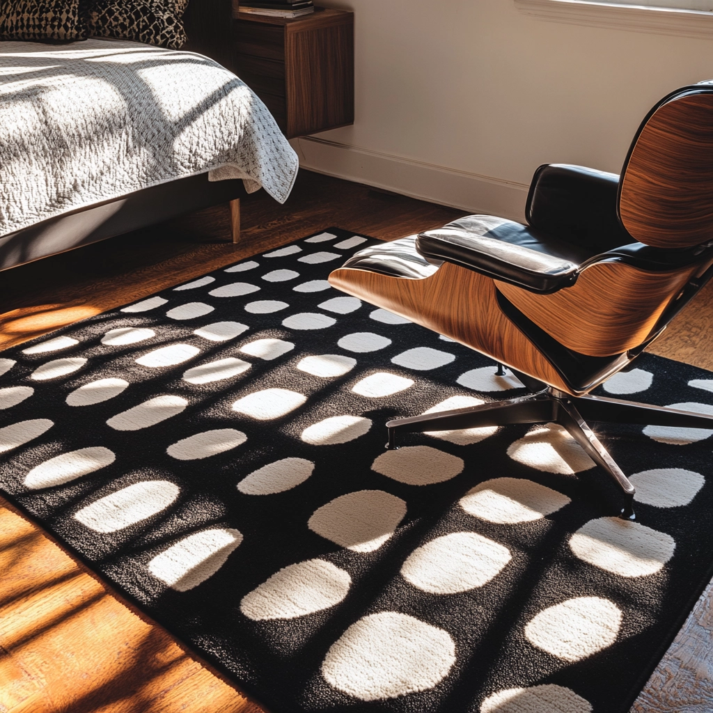 black and white rug bedroom 19