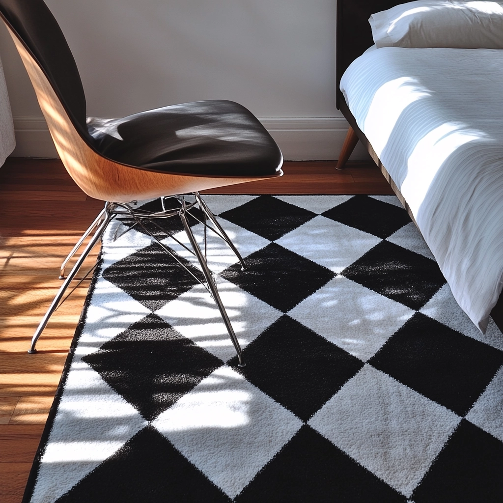 black and white rug bedroom 20