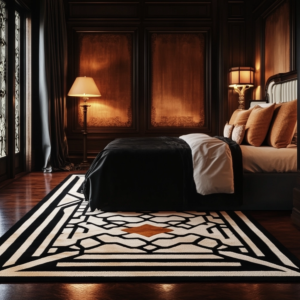 black and white rug bedroom 21
