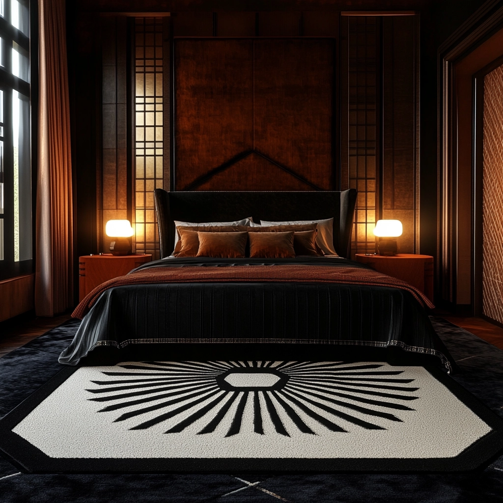 black and white rug bedroom 22