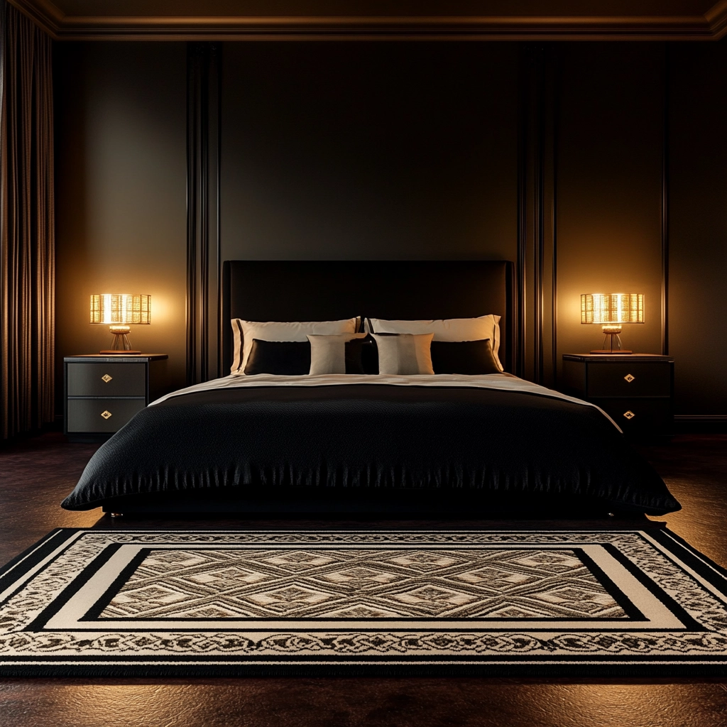 black and white rug bedroom 23