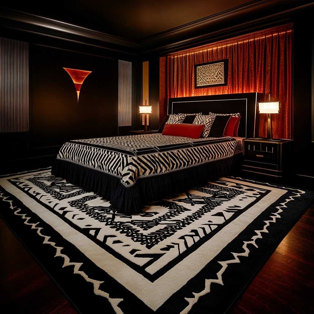 black and white rug bedroom 24