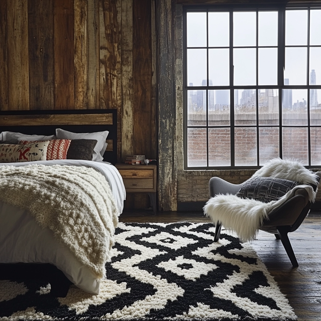 black and white rug bedroom 25