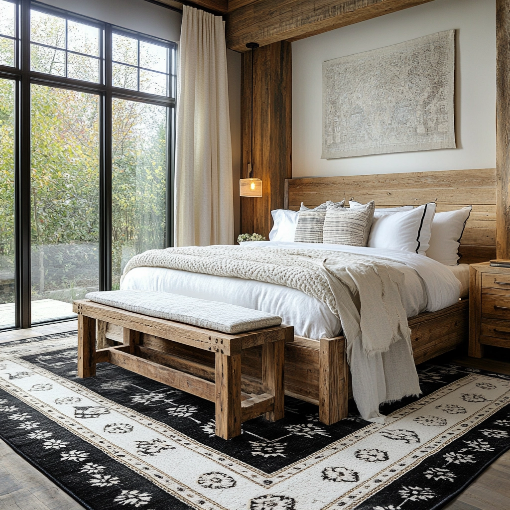 black and white rug bedroom 26