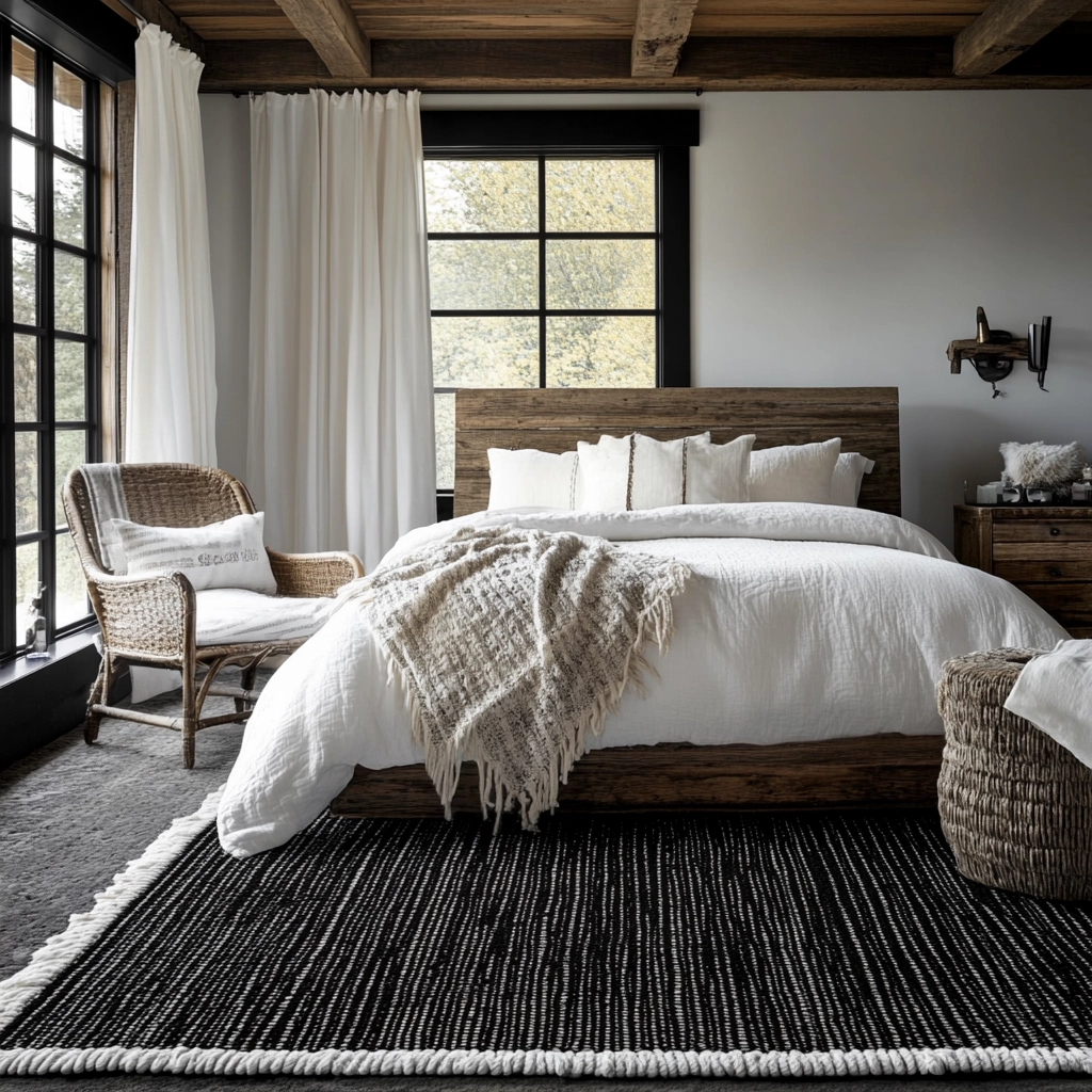 black and white rug bedroom 27