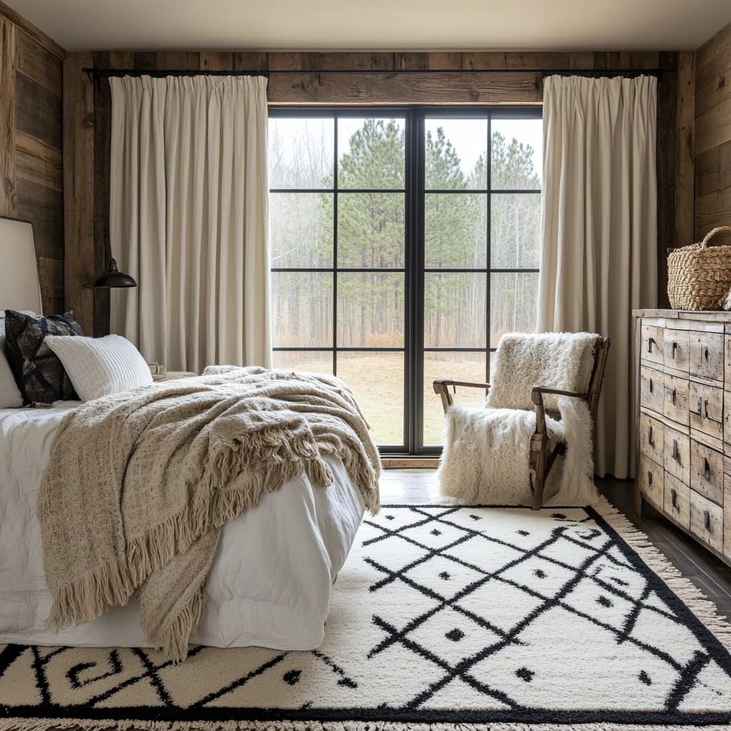black and white rug bedroom 28