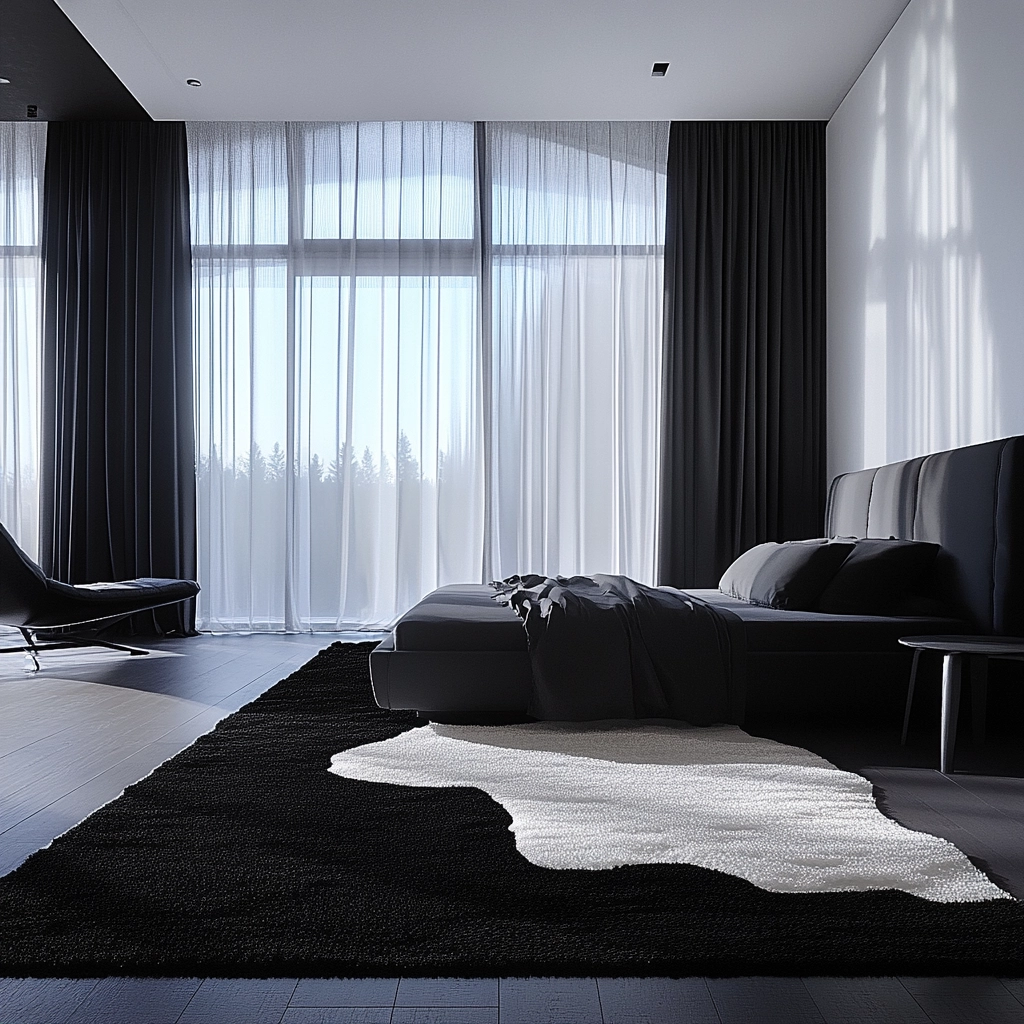 black and white rug bedroom 3