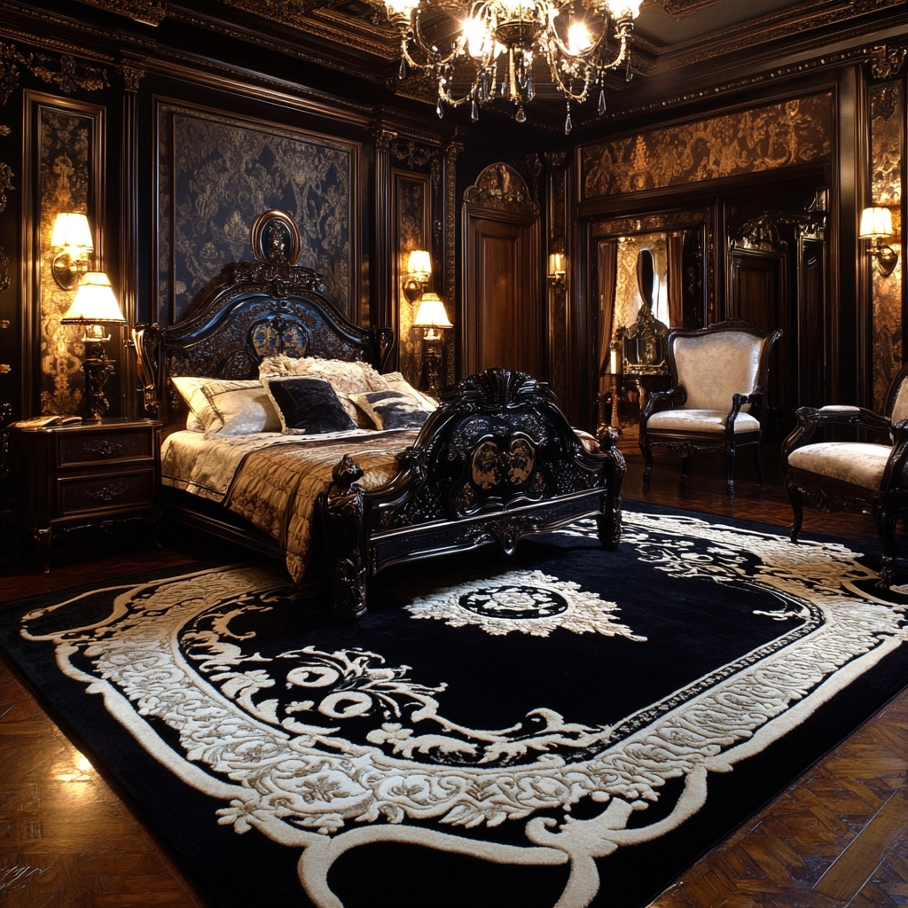 black and white rug bedroom 31