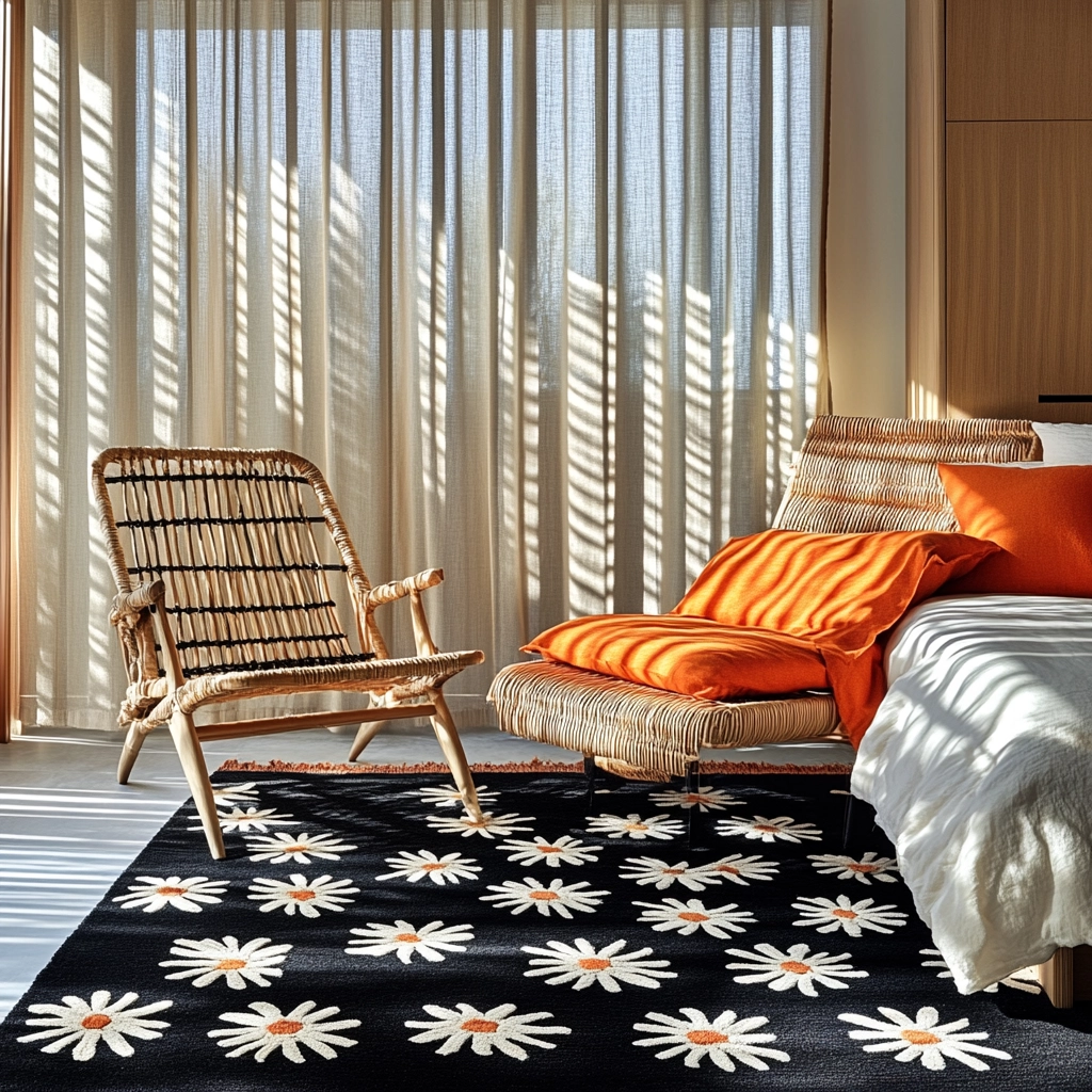 black and white rug bedroom 34