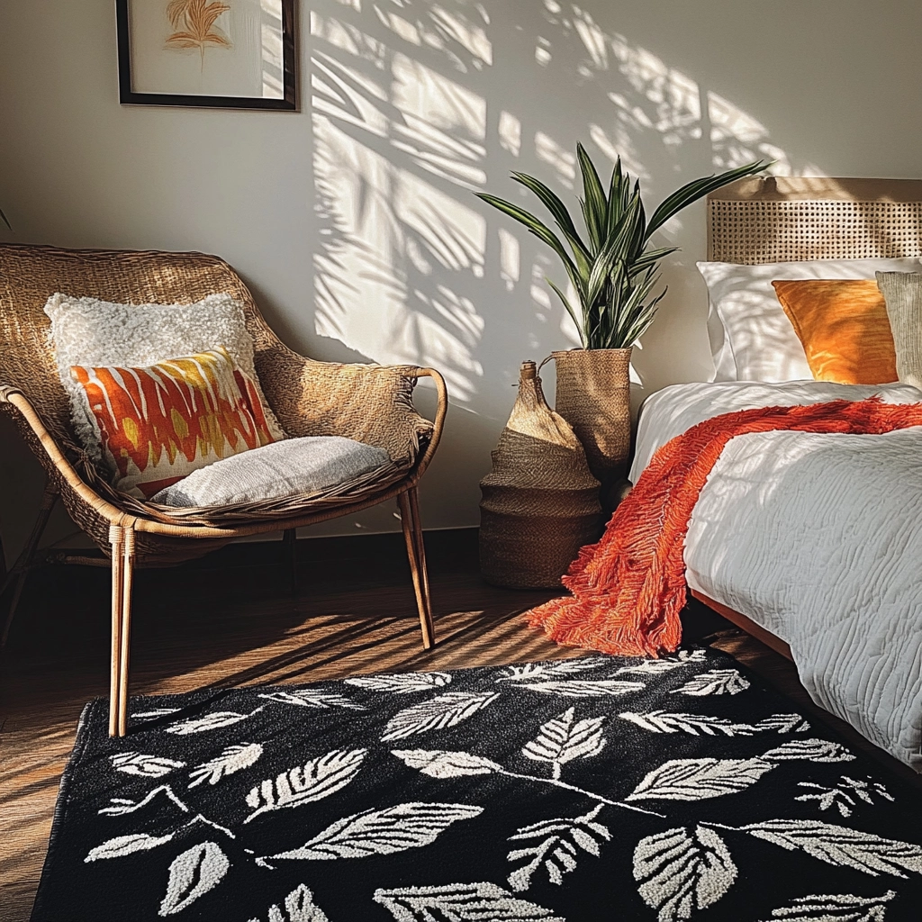 black and white rug bedroom 36